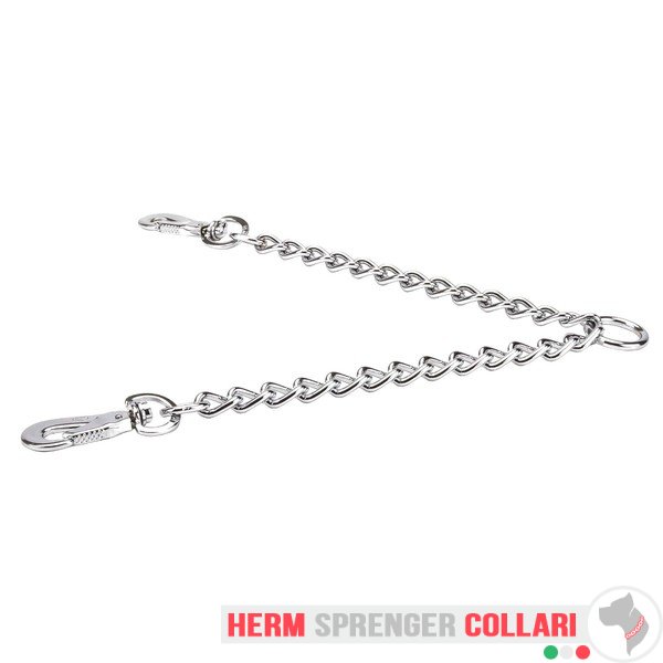 "Double Walk" guinzaglio accoppiacani in acciaio cromato (4.0 mm x 30+30 cm)