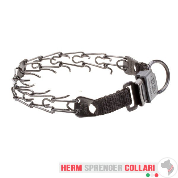 "Good Doggy Kit" Collare a punta in acciao inox nero con fibbia a scatto (2.25 mm x 41 cm)