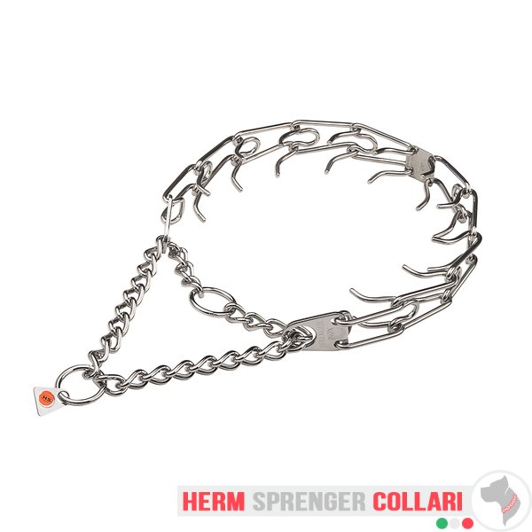 "Anti-Aggression" Collare a punta in acciaio inox con martingala (4 mm x 65 cm)