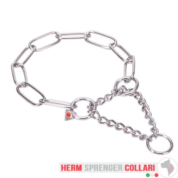 "Martingale Partner" Collare a catena a maglie lunghe in acciaio inossidabile con effetto di stringimento limitato - (4.0 mm)