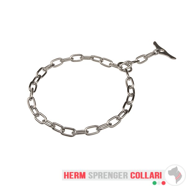 "Comfy Hold" Collare a catena cromato a maglie medie con alamaro - 3.4 mm
