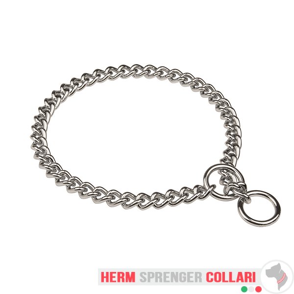 "Great Hugger" Collare a catena tonda cromato a maglie corte - 4.0 mm