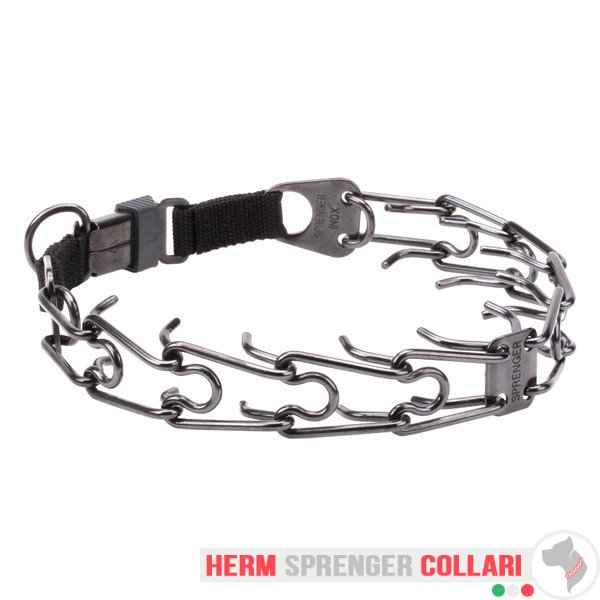 "Black Force" Collare a punta in acciaio inox nero fibbia a scatto (4 mm x 60 cm)