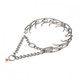 "Anti-Aggression" Stainless Steel Pinch Collar with Center-Plate and Assembly Chain (4 mm x 25 inches)
