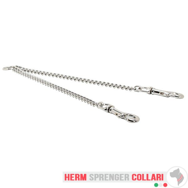 "Double Stroll" Chrome Plated Coupler Leash for Walking 2 Dogs (3.0 mm x 29 inches)