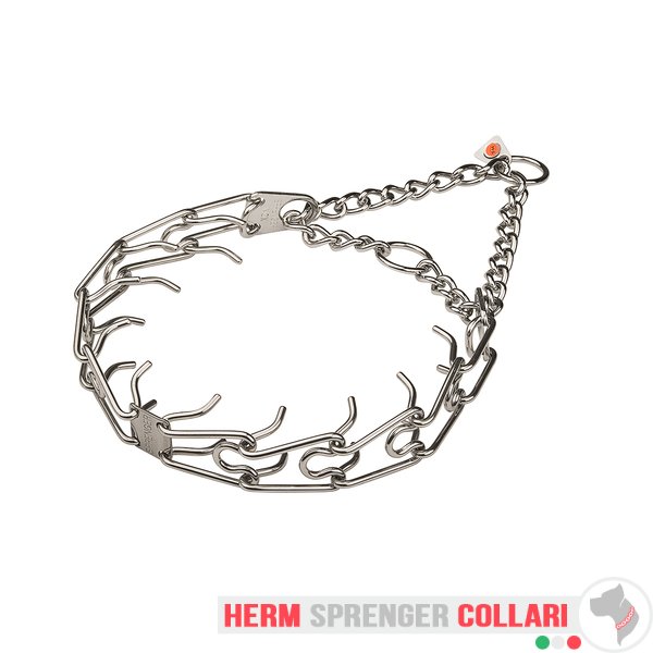 "Anti-Aggression" Collare a punta in acciaio inox con martingala (4 mm x 65 cm)