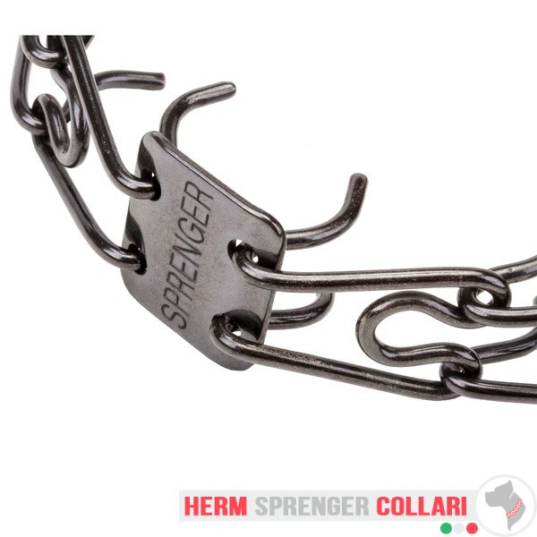 "Good Doggy Kit" Collare a punta in acciao inox nero con fibbia a scatto (2.25 mm x 41 cm)