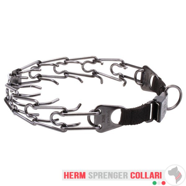 "Black Force" Collare a punta in acciaio inox nero fibbia a scatto (4 mm x 60 cm)