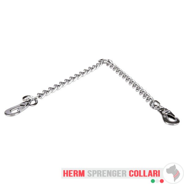 "Double Walk" guinzaglio accoppiacani in acciaio cromato (4.0 mm x 30+30 cm)
