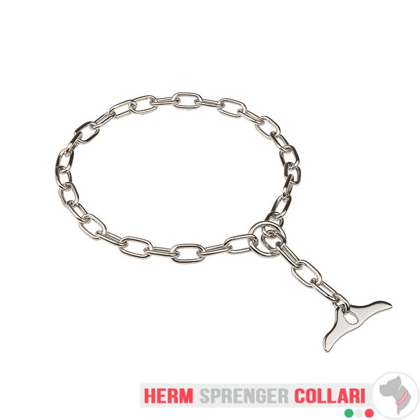 "Comfy Hold" Collare a catena cromato a maglie medie con alamaro - 3.4 mm