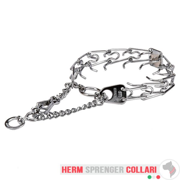 "Issues Killer" Collare a punta cromato con snodo e moschettone (2.25 mm x 41cm)