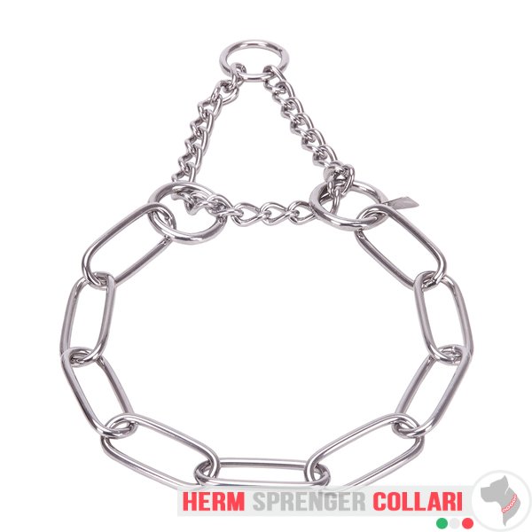 "Martingale Partner" Collare a catena a maglie lunghe in acciaio inossidabile con effetto di stringimento limitato - (4.0 mm)