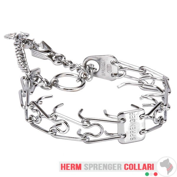 "Quit Pulling" Collare a punta cromato con snodo e moschettone a sgancio rapido (3 mm x 54 cm)