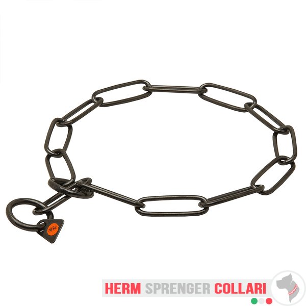 "Fur Fan" Collare a catena in acciaio inox nero con maglie lunghe - 3.0 mm