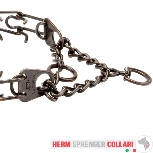 "Antique Treasure" Collare a punta in acciaio brunito a martingala (4 mm x 63 cm)