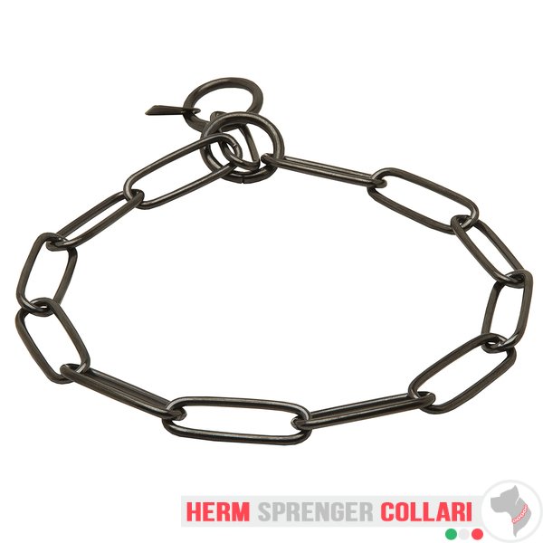 "Fur Fan" Collare a catena in acciaio inox nero con maglie lunghe - 3.0 mm