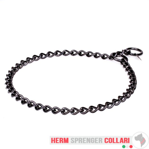 "Elegant Correction" Collare di catena tonda a maglie corte in acciaio inox nero - 3.0 mm