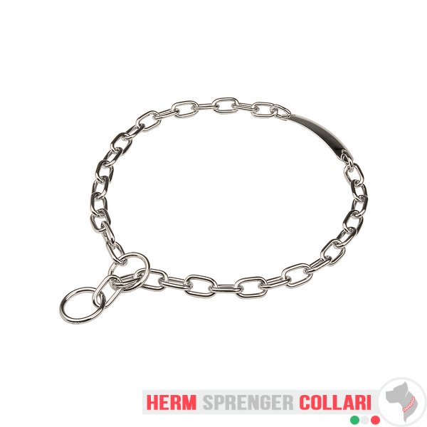 "Get Me Home" Collare a catena tonda cromato con targhetta d'identificazione