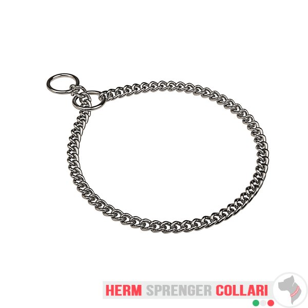 "Behavior Master" Collare a catena tonda cromato a maglie corte - 3.0 mm