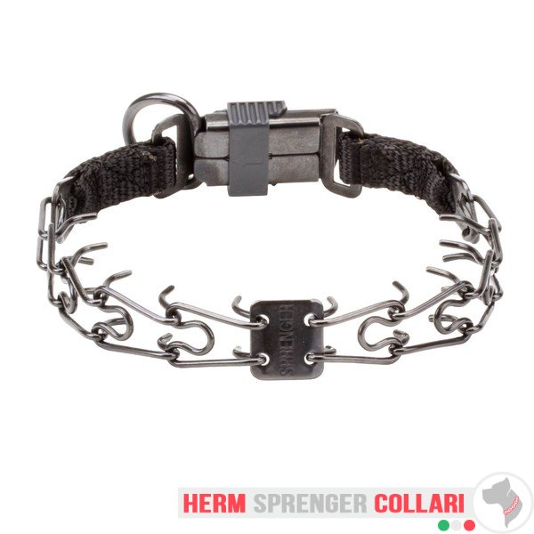 "Good Doggy Kit" Collare a punta in acciao inox nero con fibbia a scatto (2.25 mm x 41 cm)