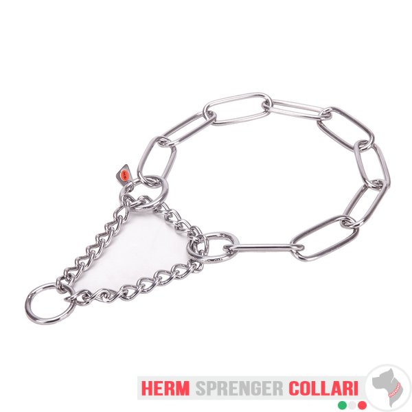 "Martingale Partner" Collare a catena a maglie lunghe in acciaio inossidabile con effetto di stringimento limitato - (4.0 mm)