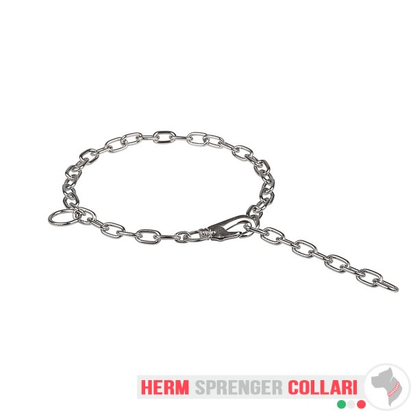 "Hook Time" Collare a catena cromato a maglie medie con moschettone - 3.0 mm