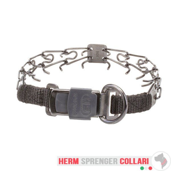 "Good Doggy Kit" Collare a punta in acciao inox nero con fibbia a scatto (2.25 mm x 41 cm)