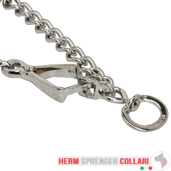 Quit Pulling Chrome Plated Dog Pinch Collar with a Swivel and a Small Quick Release Snap Hook 3 mm x 21 inches HS32 1068 50116 02 3.00 Collare con moschettone a sgancio