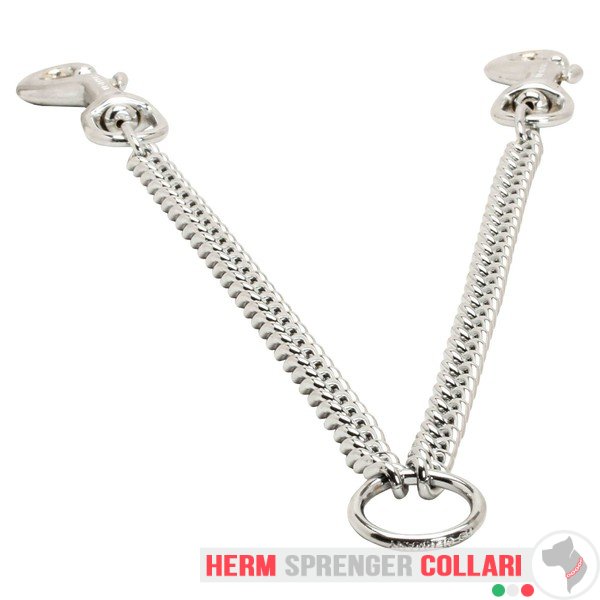 "Double Stroll" Chrome Plated Coupler Leash for Walking 2 Dogs (3.0 mm x 29 inches)