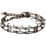 "Antique Treasure" Browned Steel Pinch Collar with Center-Plate, Assembly Chain and Swivel (4 mm x 25 inches)