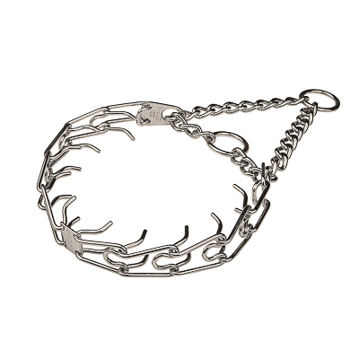 Chrome Plated Pinch Collar with Center-Plate and Assembly Chain (3.2 mm x 23 inches)